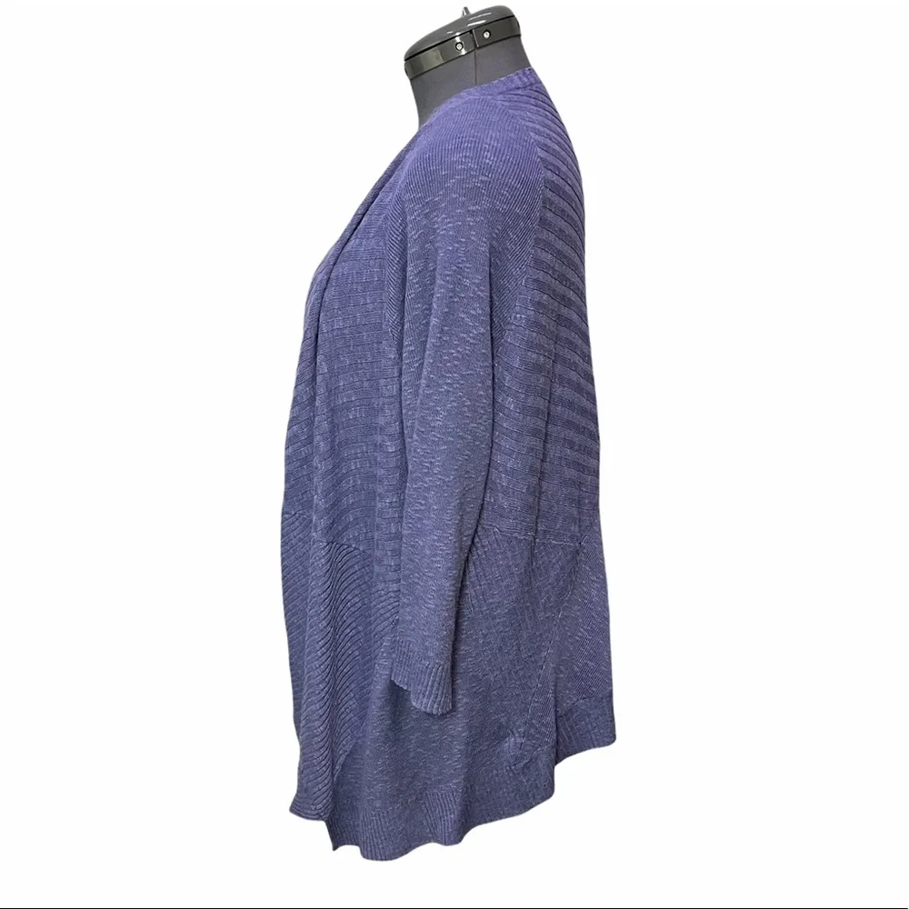 Eileen Fisher Open Front Cardigan Sweater Size L Linen Cotton Lavender Shawl - Picture 2 of 7